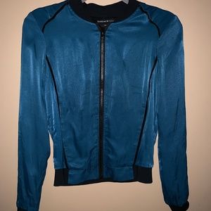 BEBE X CO+CO Teal satin xxs bomber jacket